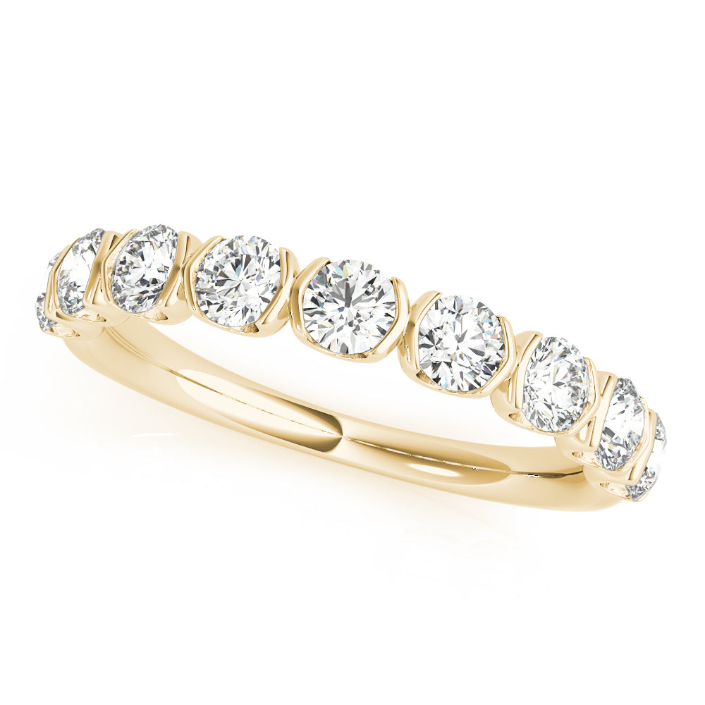 Bar Set Half Eternity Ring in Gold & Platinum