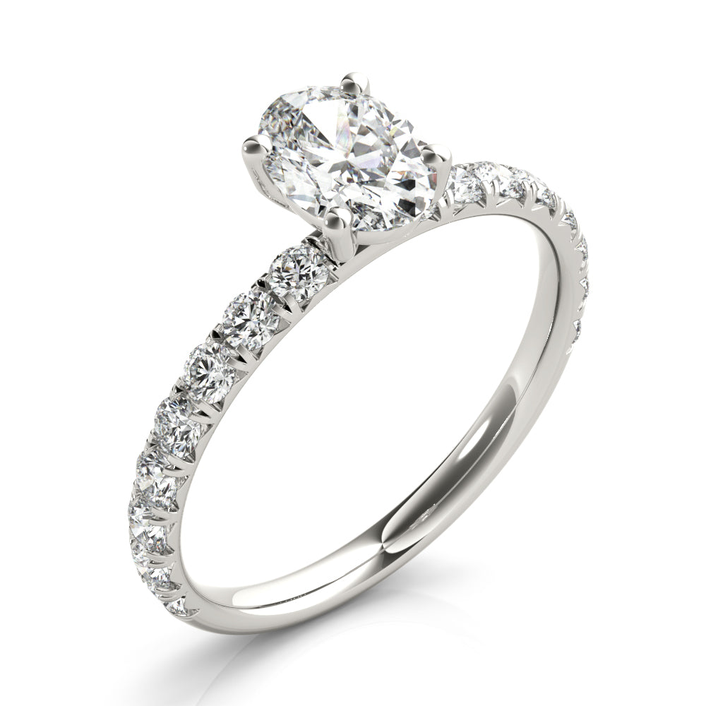 Eternal Single Row For Center Oval Diamond Engagement Ring — 9K/18K Gold & Platinum