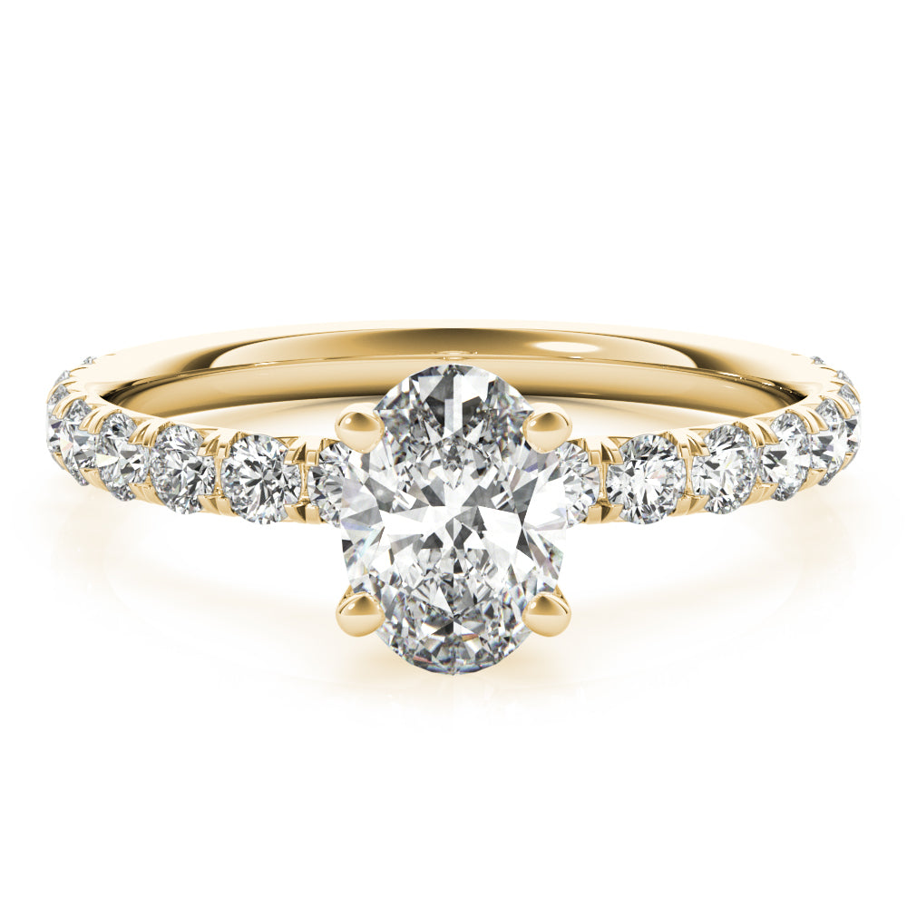 Eternal Single Row For Center Oval Diamond Engagement Ring — 9K/18K Gold & Platinum