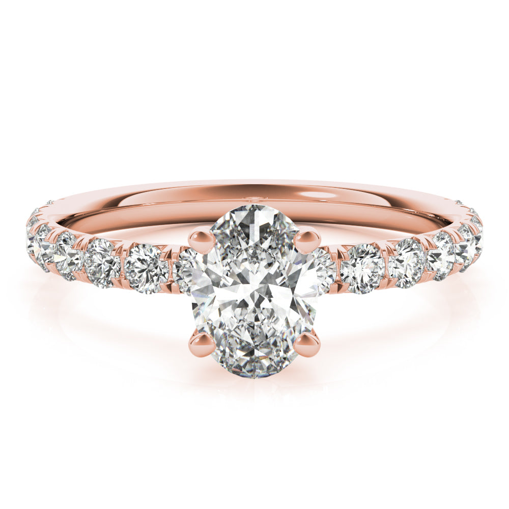 Eternal Single Row For Center Oval Diamond Engagement Ring — 9K/18K Gold & Platinum