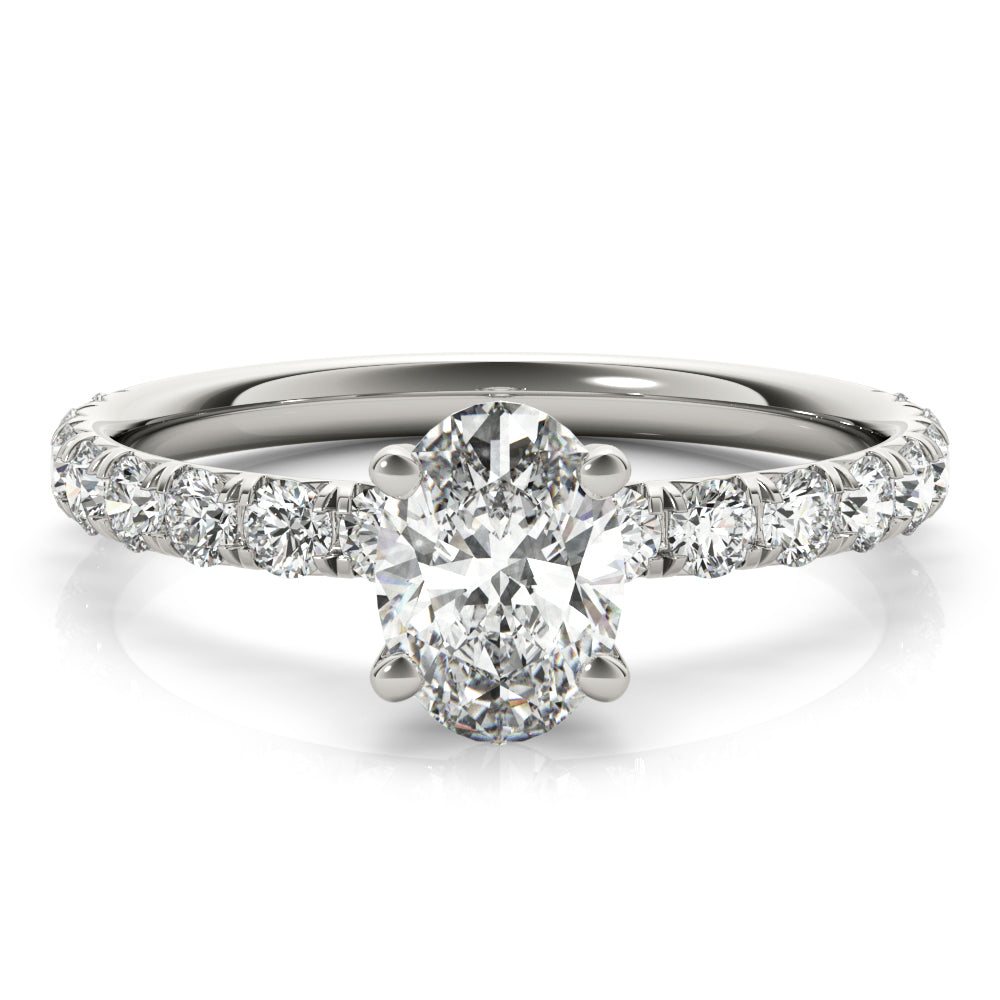 Eternal Single Row For Center Oval Diamond Engagement Ring — 9K/18K Gold & Platinum