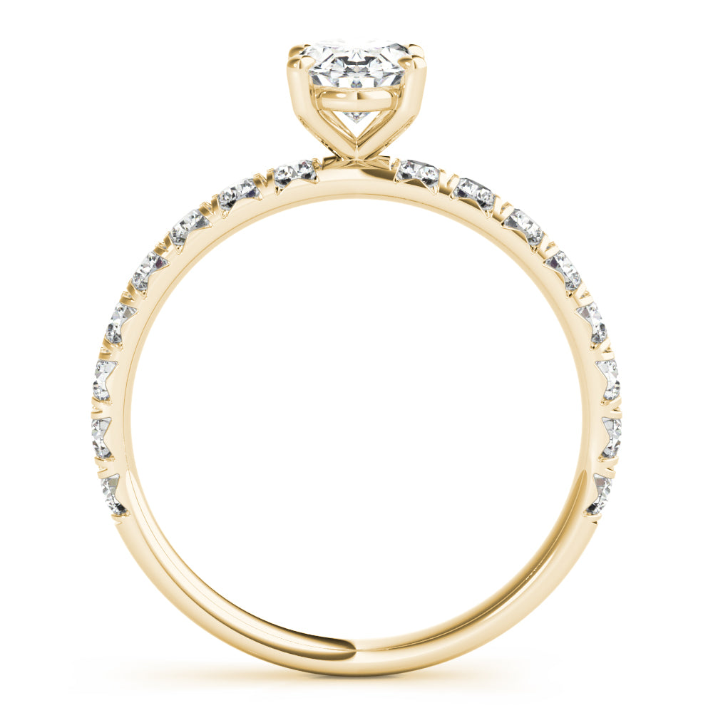 Eternal Single Row For Center Oval Diamond Engagement Ring — 9K/18K Gold & Platinum