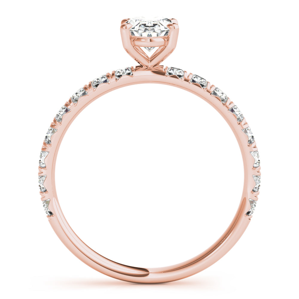 Eternal Single Row For Center Oval Diamond Engagement Ring — 9K/18K Gold & Platinum