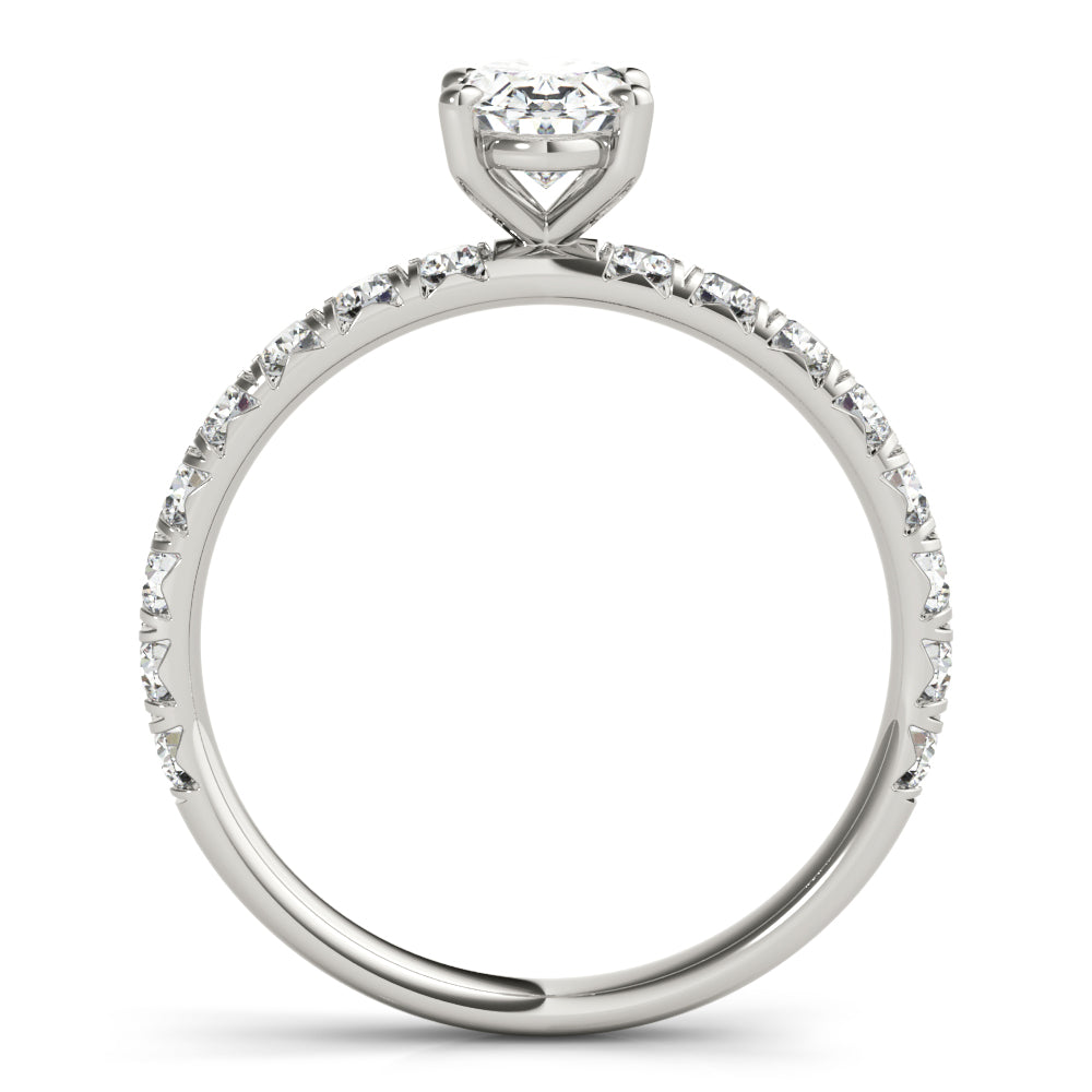 Eternal Single Row For Center Oval Diamond Engagement Ring — 9K/18K Gold & Platinum