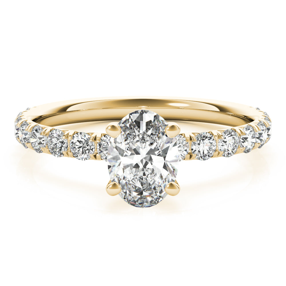 Eternal Single Row For Center Oval Diamond Engagement Ring — 9K/18K Gold & Platinum