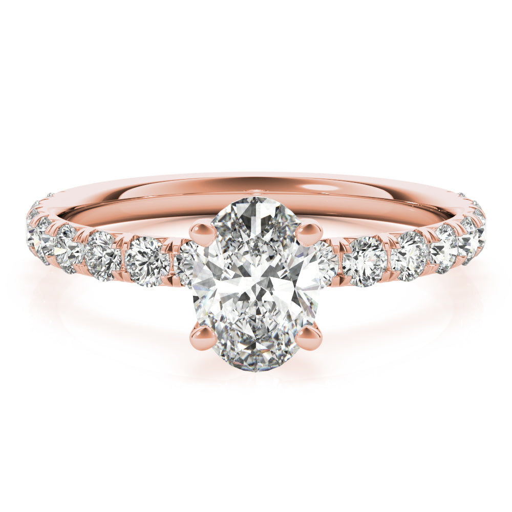 Eternal Single Row For Center Oval Diamond Engagement Ring — 9K/18K Gold & Platinum