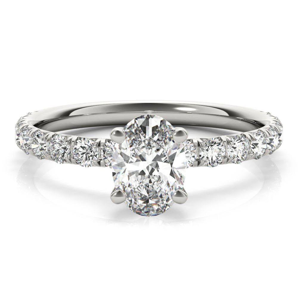Eternal Single Row For Center Oval Diamond Engagement Ring — 9K/18K Gold & Platinum