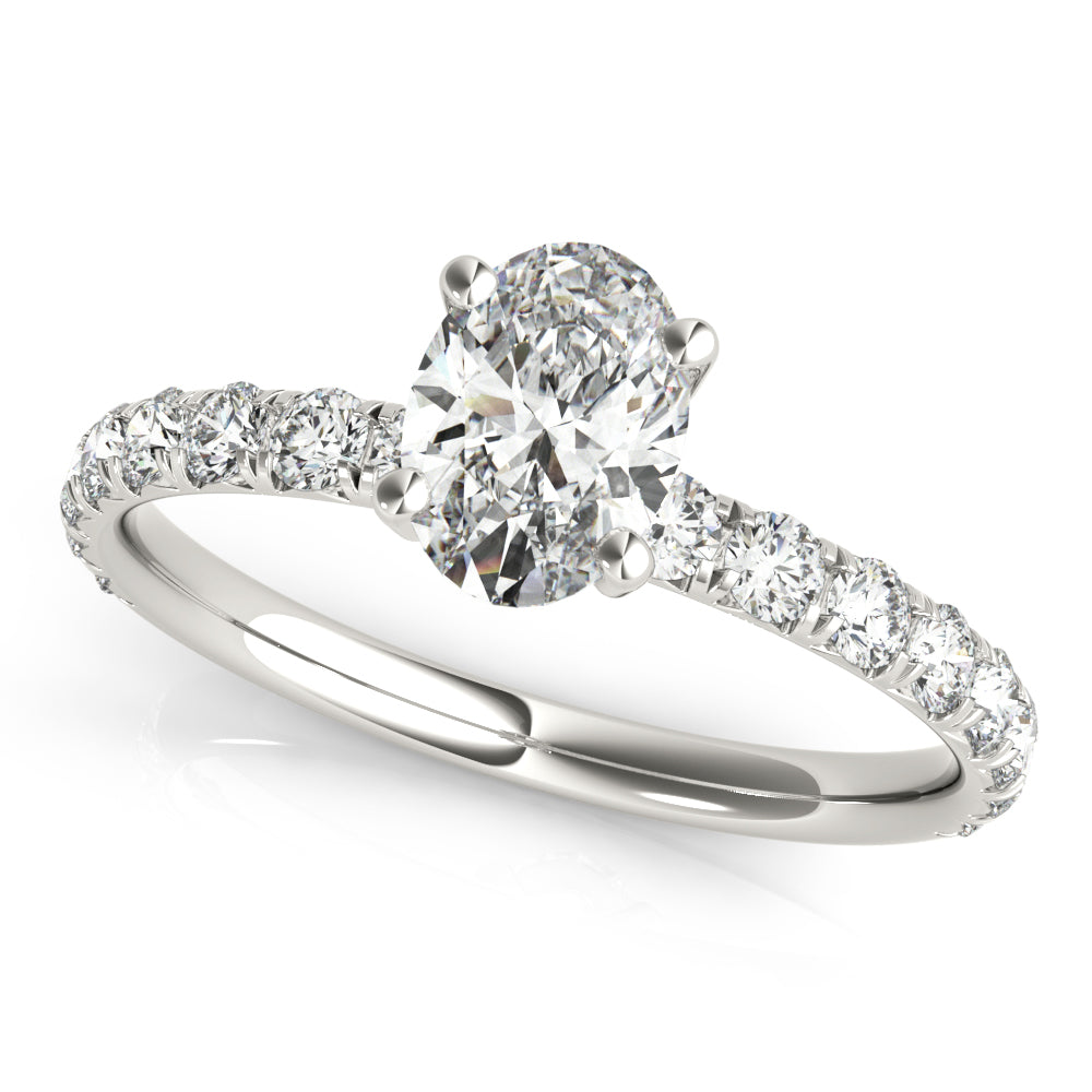 Eternal Single Row For Center Oval Diamond Engagement Ring — 9K/18K Gold & Platinum