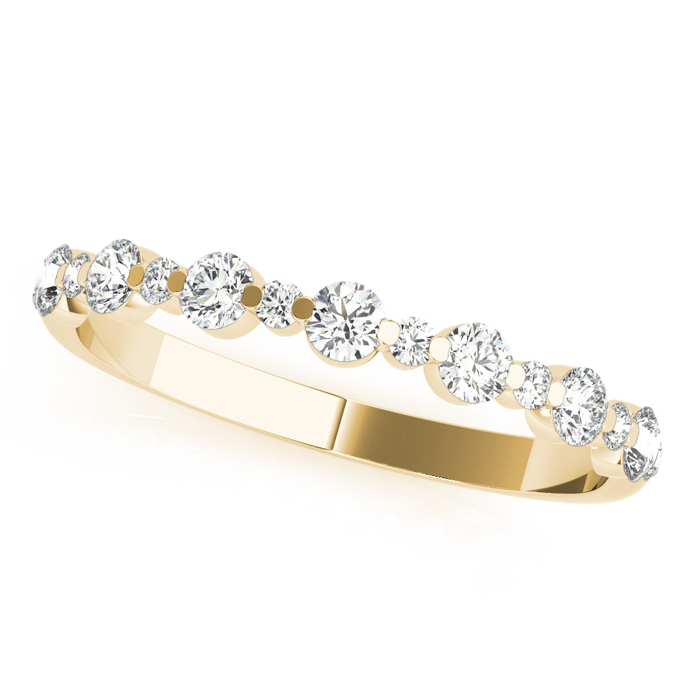 Single Shared Prong , Alternating Size Half Eternity Ring in Gold & Platinum