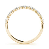 Single Shared Prong , Alternating Size Half Eternity Ring in Gold & Platinum