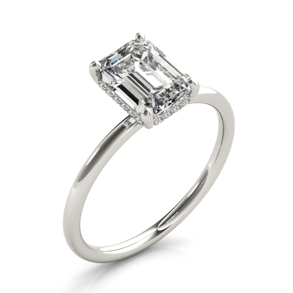 Romantic Cut Center Emerald Diamond Engagement Ring — 9K/18K Gold & Platinum