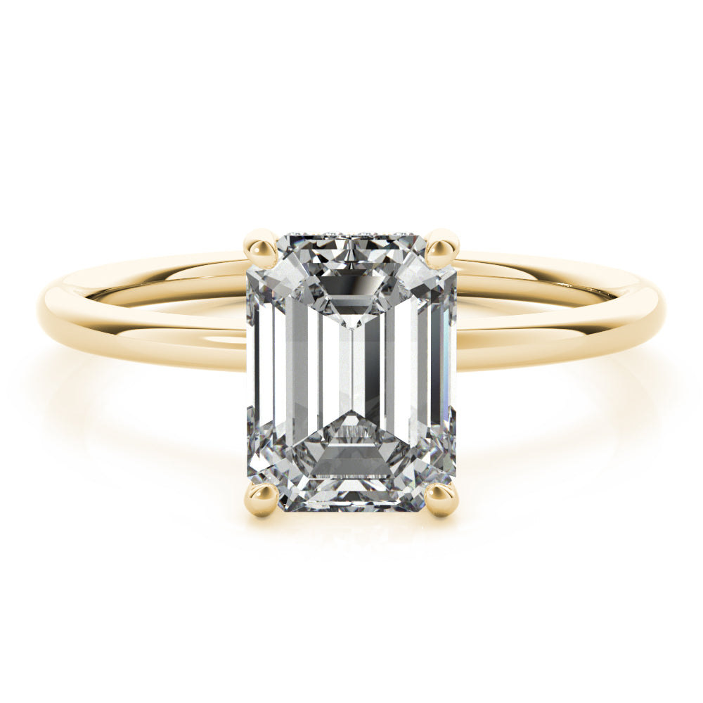 Romantic Cut Center Emerald Diamond Engagement Ring — 9K/18K Gold & Platinum