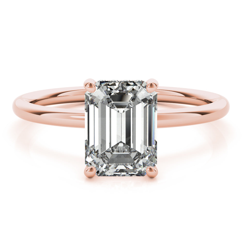 Romantic Cut Center Emerald Diamond Engagement Ring — 9K/18K Gold & Platinum