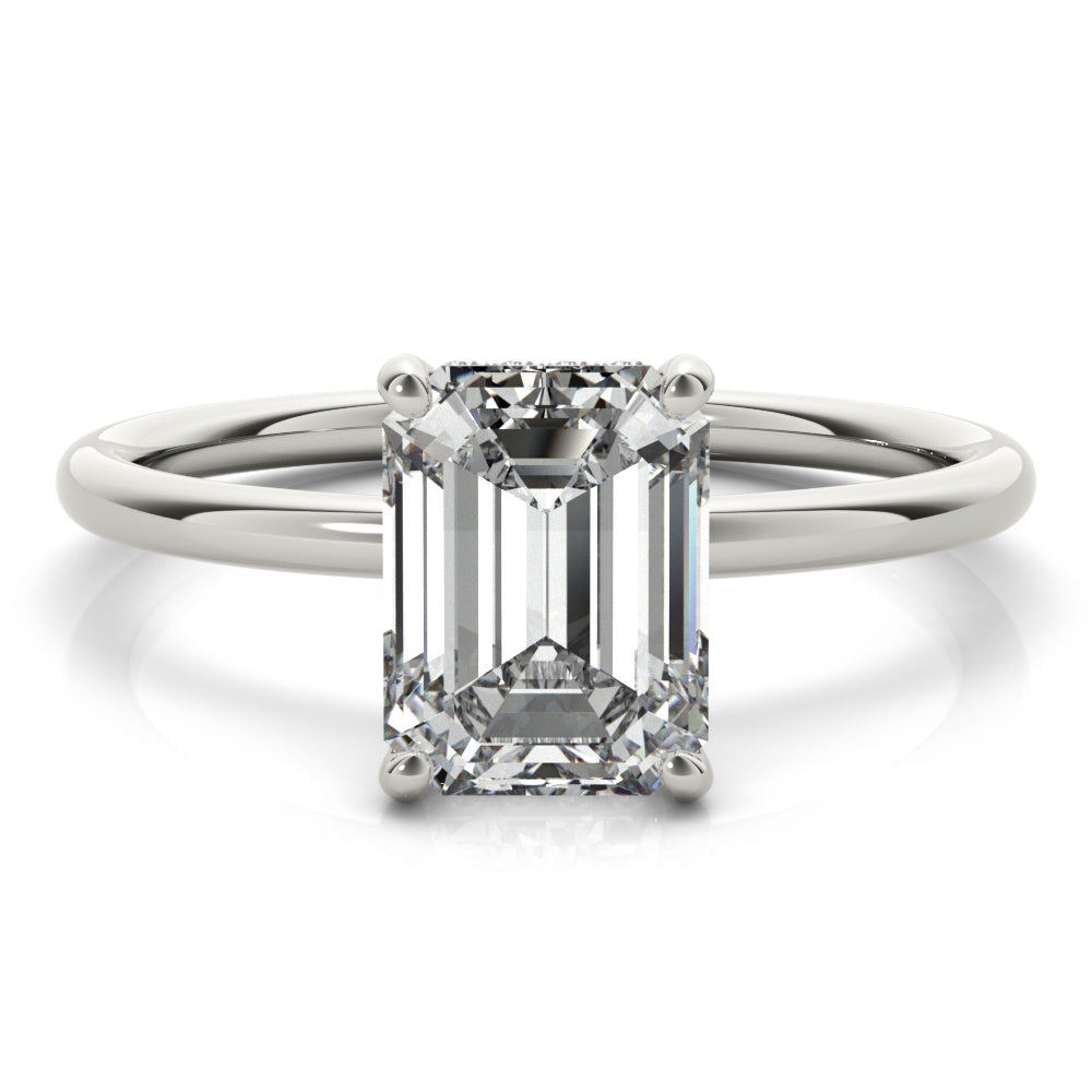 Romantic Cut Center Emerald Diamond Engagement Ring — 9K/18K Gold & Platinum