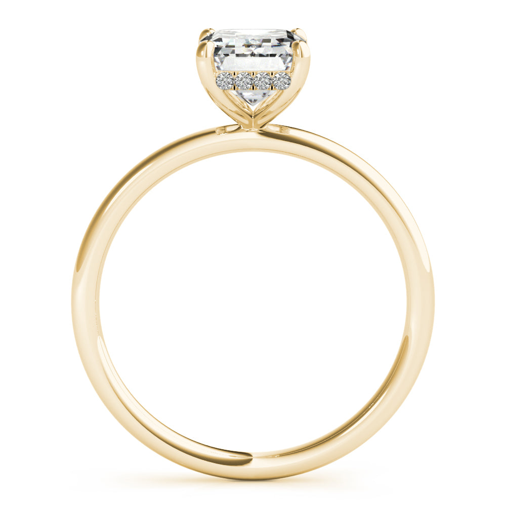 Romantic Cut Center Emerald Diamond Engagement Ring — 9K/18K Gold & Platinum