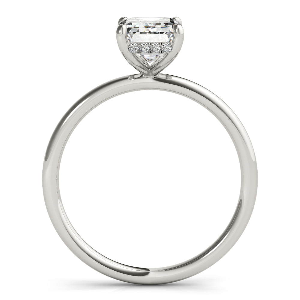 Romantic Cut Center Emerald Diamond Engagement Ring — 9K/18K Gold & Platinum