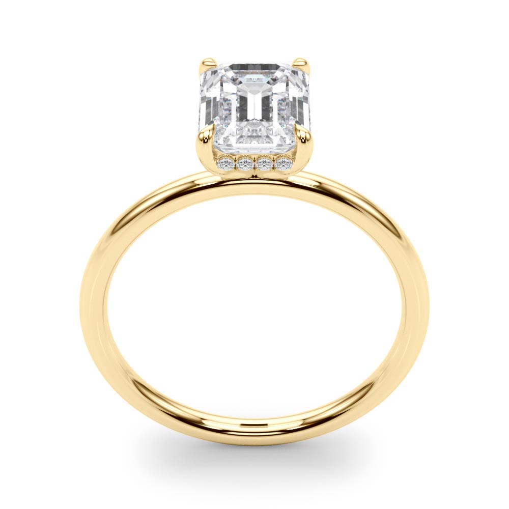 Romantic Cut Center Emerald Diamond Engagement Ring — 9K/18K Gold & Platinum