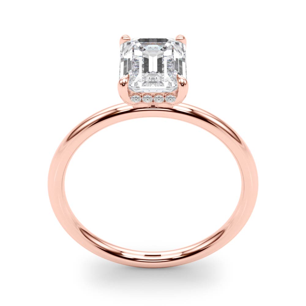 Romantic Cut Center Emerald Diamond Engagement Ring — 9K/18K Gold & Platinum
