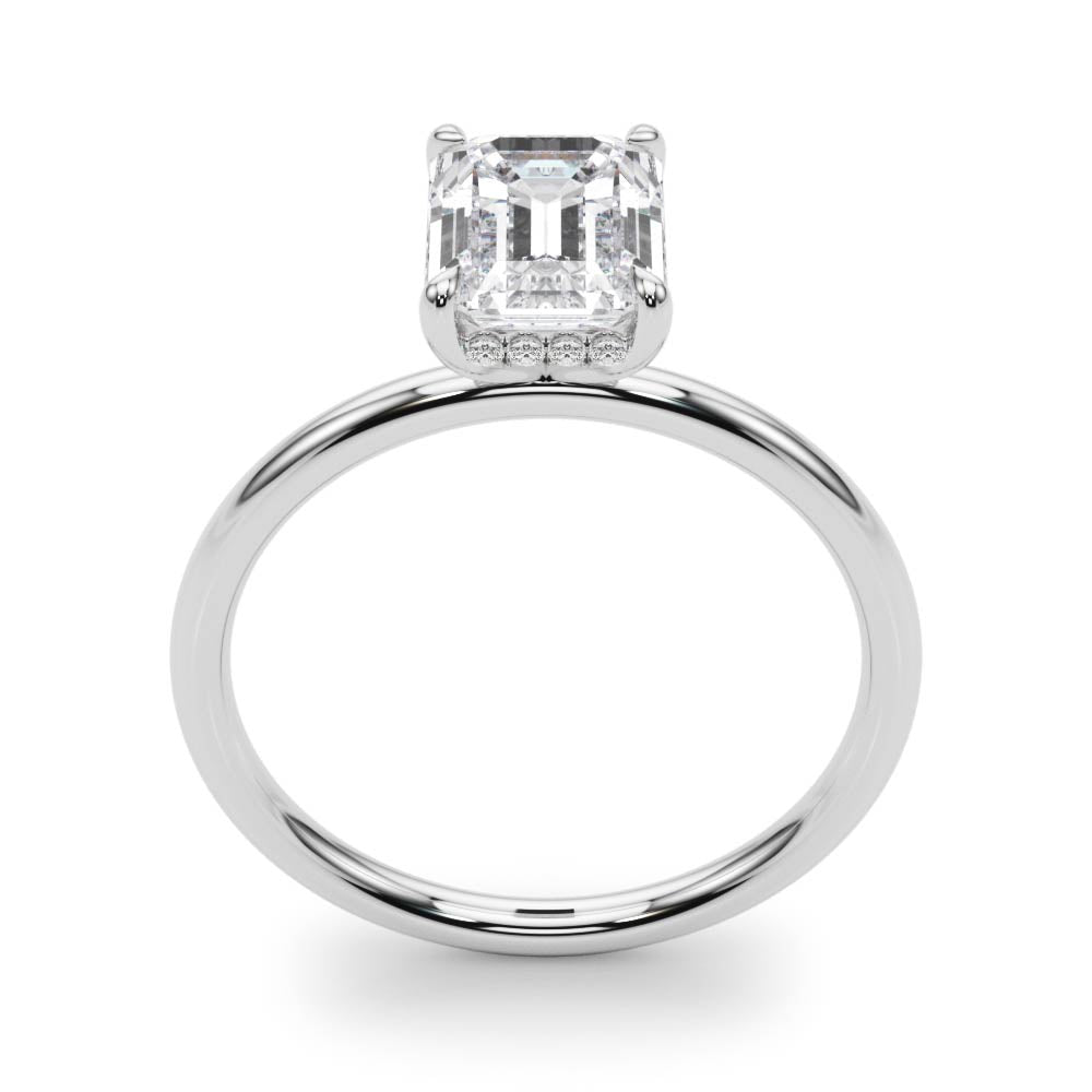 Romantic Cut Center Emerald Diamond Engagement Ring — 9K/18K Gold & Platinum