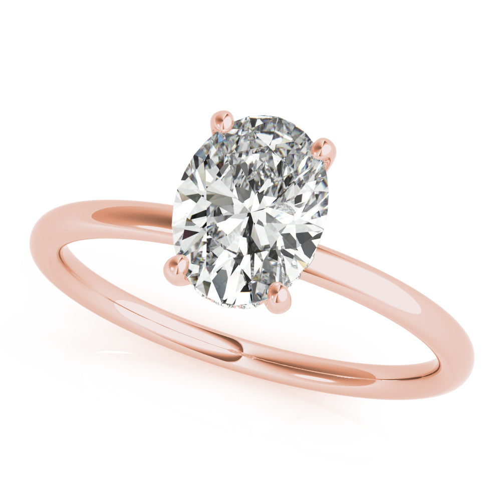 Statement Center Oval Diamond Engagement Ring — 9K/18K Gold & Platinum