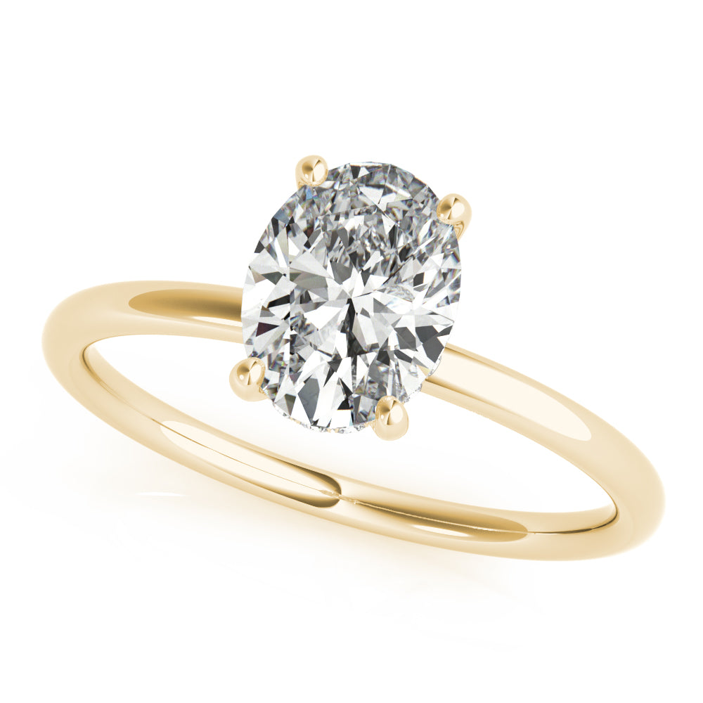 Statement Center Oval Diamond Engagement Ring — 9K/18K Gold & Platinum