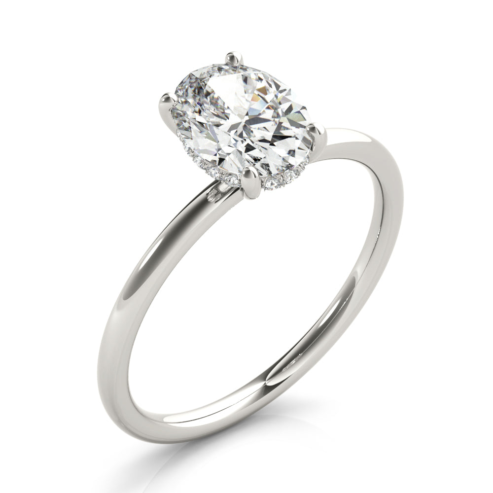 Statement Center Oval Diamond Engagement Ring — 9K/18K Gold & Platinum