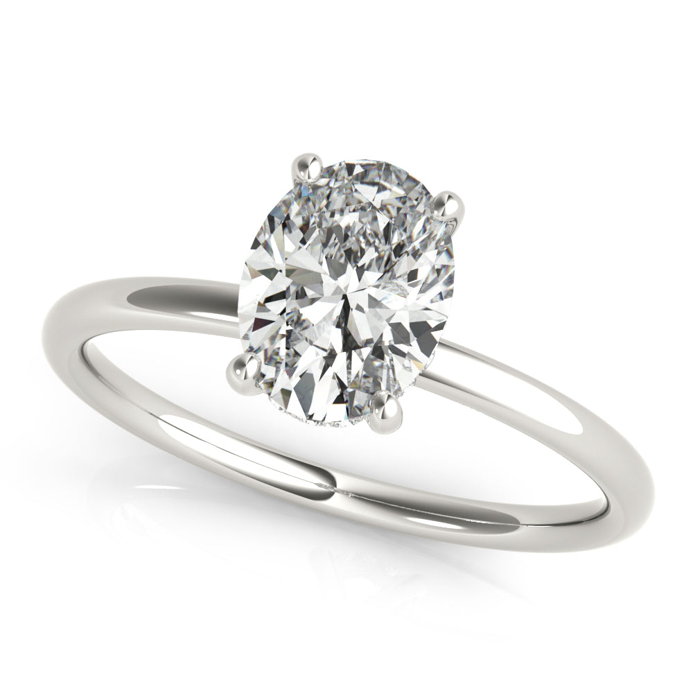 Statement Center Oval Diamond Engagement Ring — 9K/18K Gold & Platinum