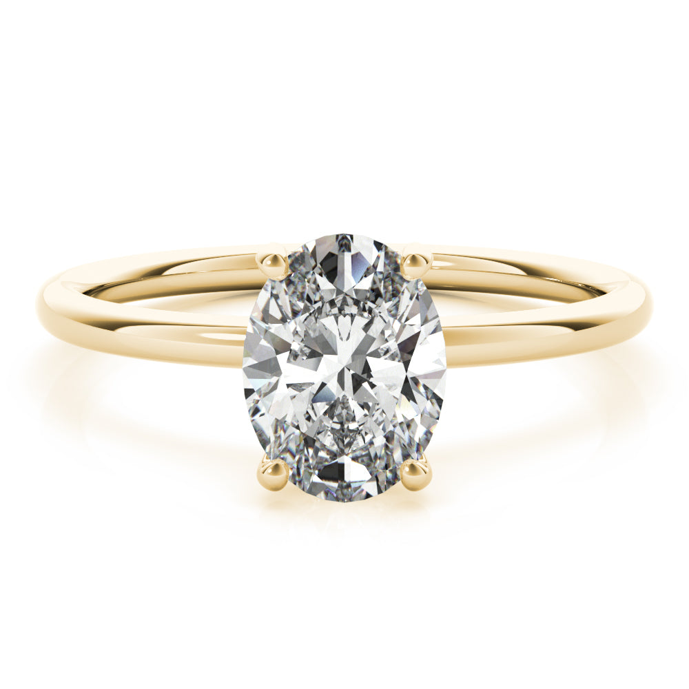Statement Center Oval Diamond Engagement Ring — 9K/18K Gold & Platinum
