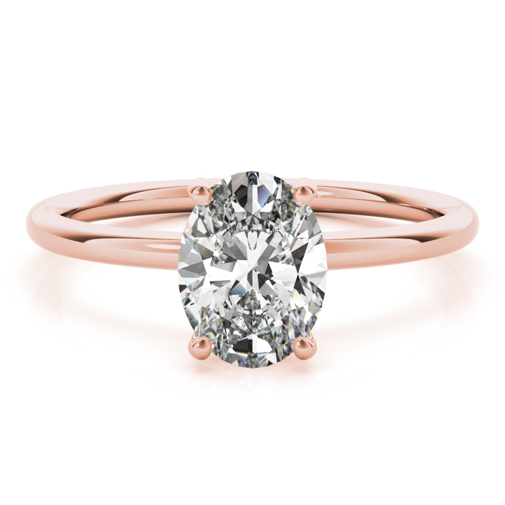 Statement Center Oval Diamond Engagement Ring — 9K/18K Gold & Platinum