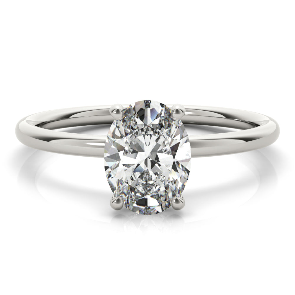 Statement Center Oval Diamond Engagement Ring — 9K/18K Gold & Platinum