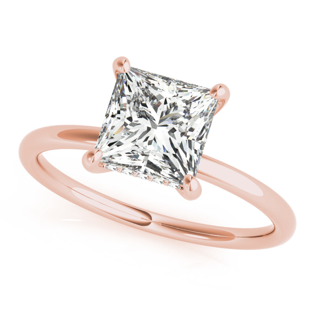 Lustrous Cut Center Princess Diamond Engagement Ring — 9K/18K Gold & Platinum