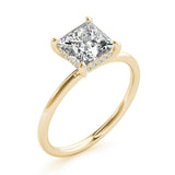 Lustrous Cut Center Princess Diamond Engagement Ring — 9K/18K Gold & Platinum