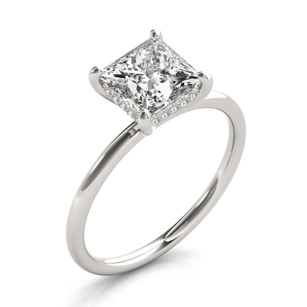 Lustrous Cut Center Princess Diamond Engagement Ring — 9K/18K Gold & Platinum