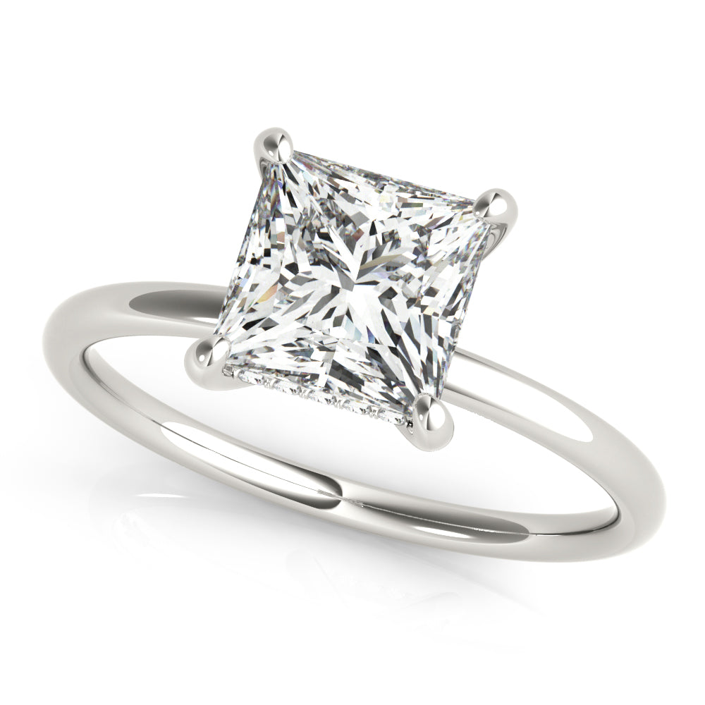 Lustrous Cut Center Princess Diamond Engagement Ring — 9K/18K Gold & Platinum