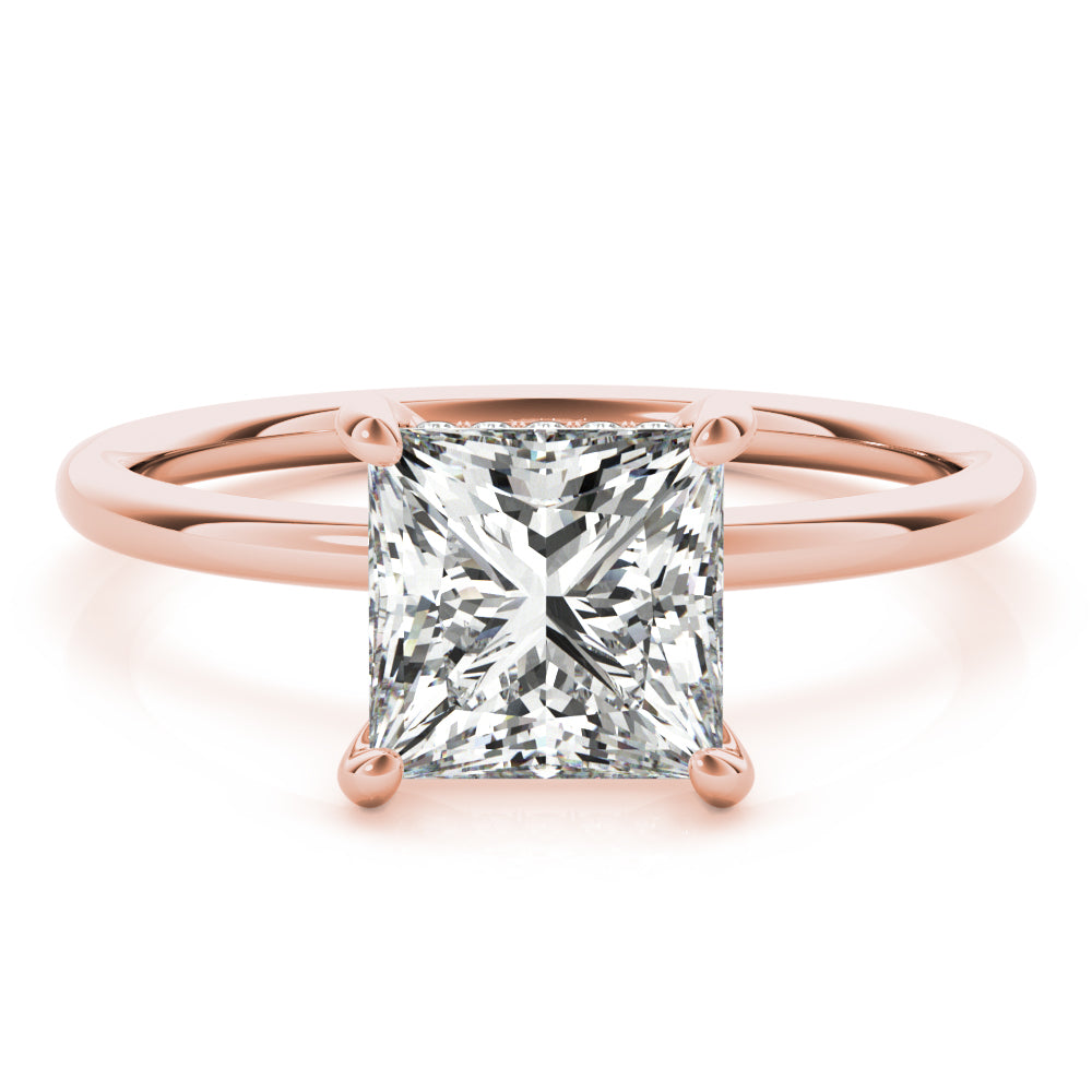 Lustrous Cut Center Princess Diamond Engagement Ring — 9K/18K Gold & Platinum