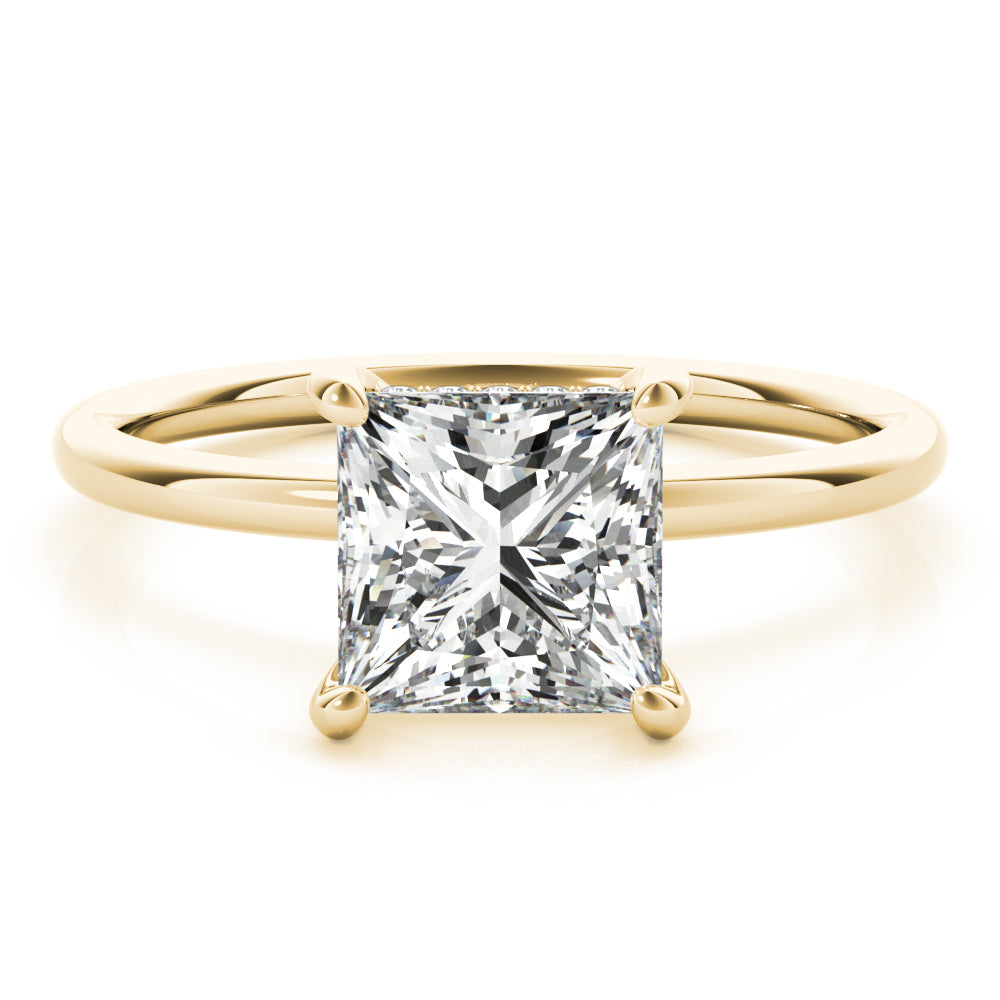 Lustrous Cut Center Princess Diamond Engagement Ring — 9K/18K Gold & Platinum