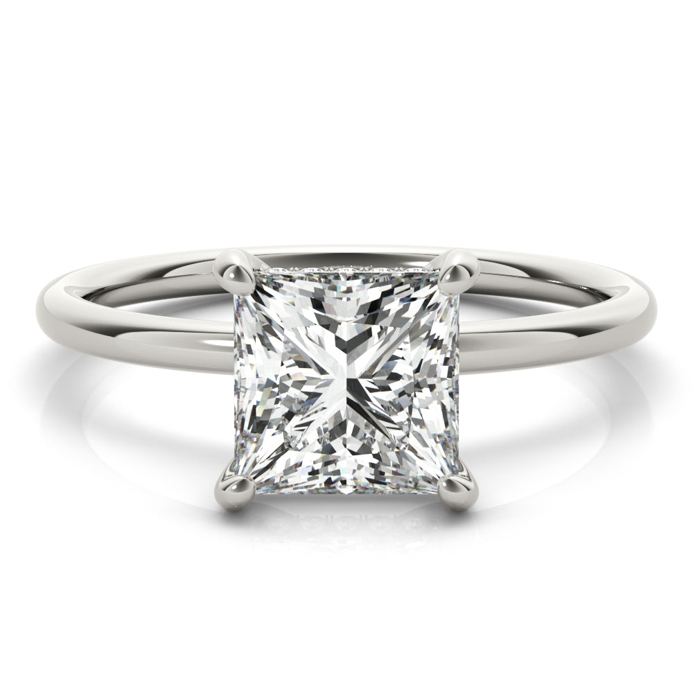 Lustrous Cut Center Princess Diamond Engagement Ring — 9K/18K Gold & Platinum