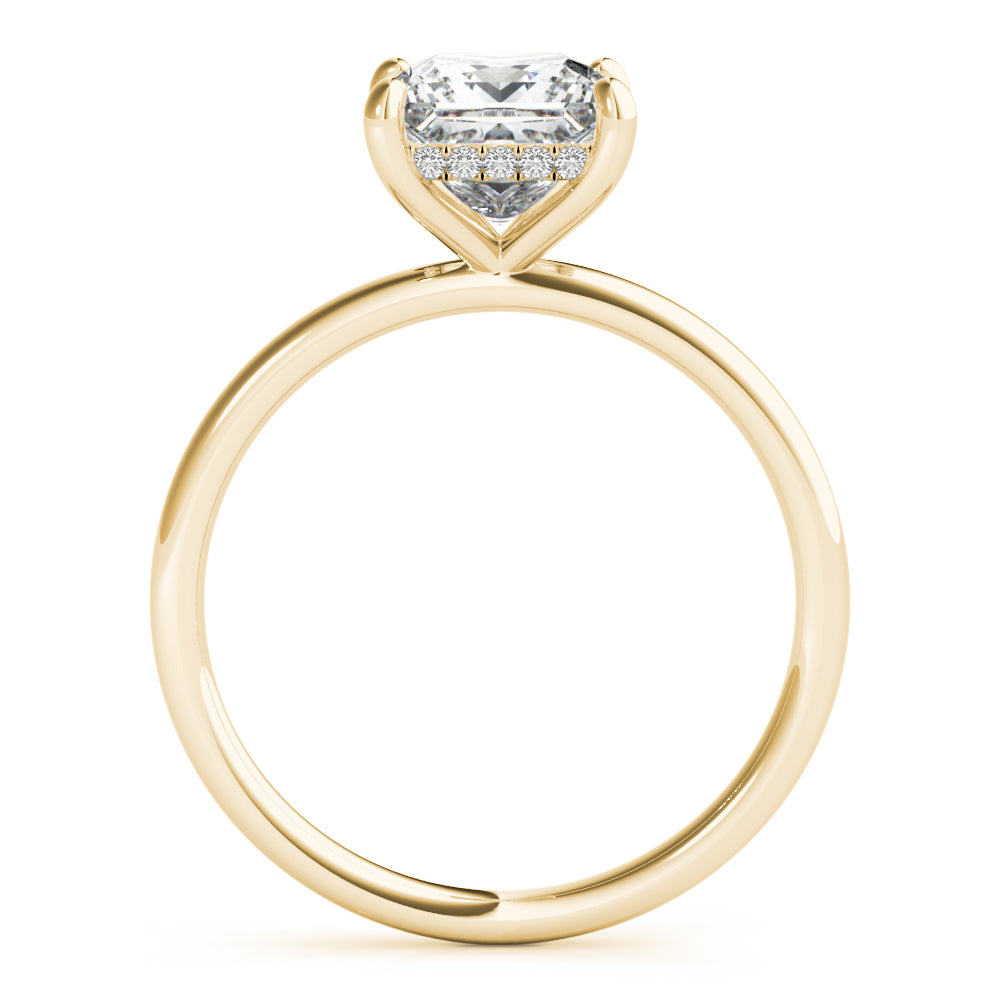 Lustrous Cut Center Princess Diamond Engagement Ring — 9K/18K Gold & Platinum