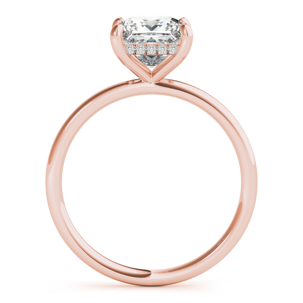 Lustrous Cut Center Princess Diamond Engagement Ring — 9K/18K Gold & Platinum
