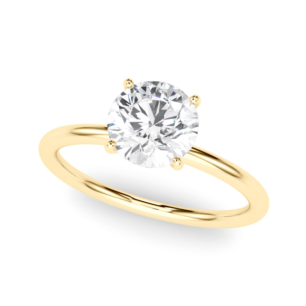 Artisan Center Round Diamond Engagement Ring — 9K/18K Gold & Platinum