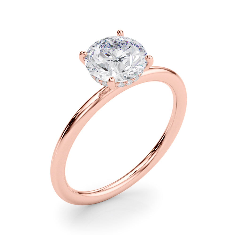 Artisan Center Round Diamond Engagement Ring — 9K/18K Gold & Platinum