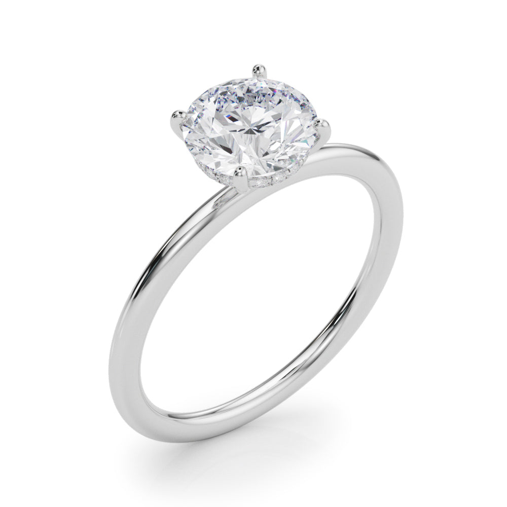 Artisan Center Round Diamond Engagement Ring — 9K/18K Gold & Platinum