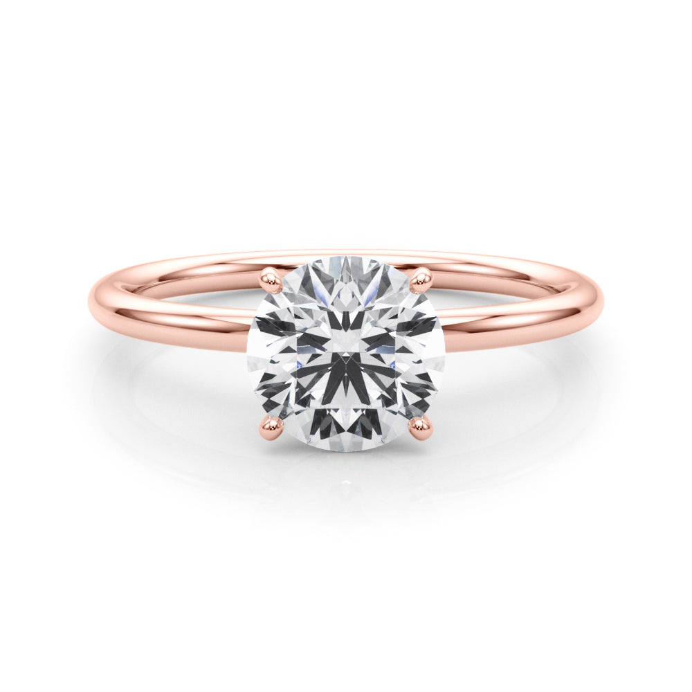 Artisan Center Round Diamond Engagement Ring — 9K/18K Gold & Platinum