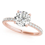 Signature Single Row Rd Center Round Diamond Engagement Ring — 9K/18K Gold & Platinum