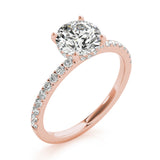 Signature Single Row Rd Center Round Diamond Engagement Ring — 9K/18K Gold & Platinum