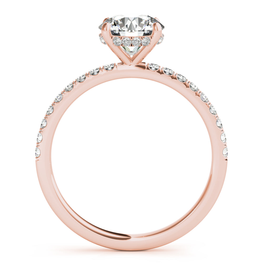 Signature Single Row Rd Center Round Diamond Engagement Ring — 9K/18K Gold & Platinum