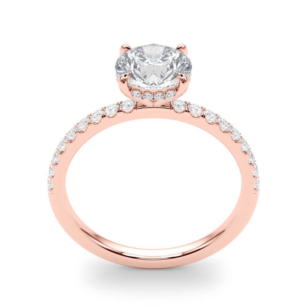 Signature Single Row Rd Center Round Diamond Engagement Ring — 9K/18K Gold & Platinum