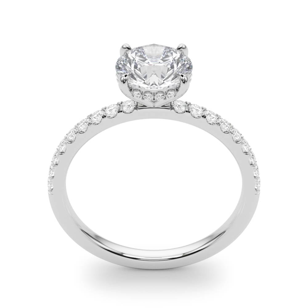 Signature Single Row Rd Center Round Diamond Engagement Ring — 9K/18K Gold & Platinum