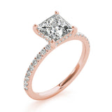 Opulent Single Row Cut Center Princess Diamond Engagement Ring — 9K/18K Gold & Platinum