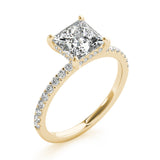 Opulent Single Row Cut Center Princess Diamond Engagement Ring — 9K/18K Gold & Platinum